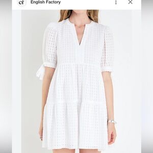 English Factory White Textured Mini Dress